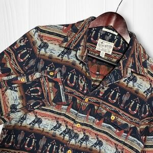 Lucky Brand Gallup Jacquard Button Down Western Shirt Mens Small